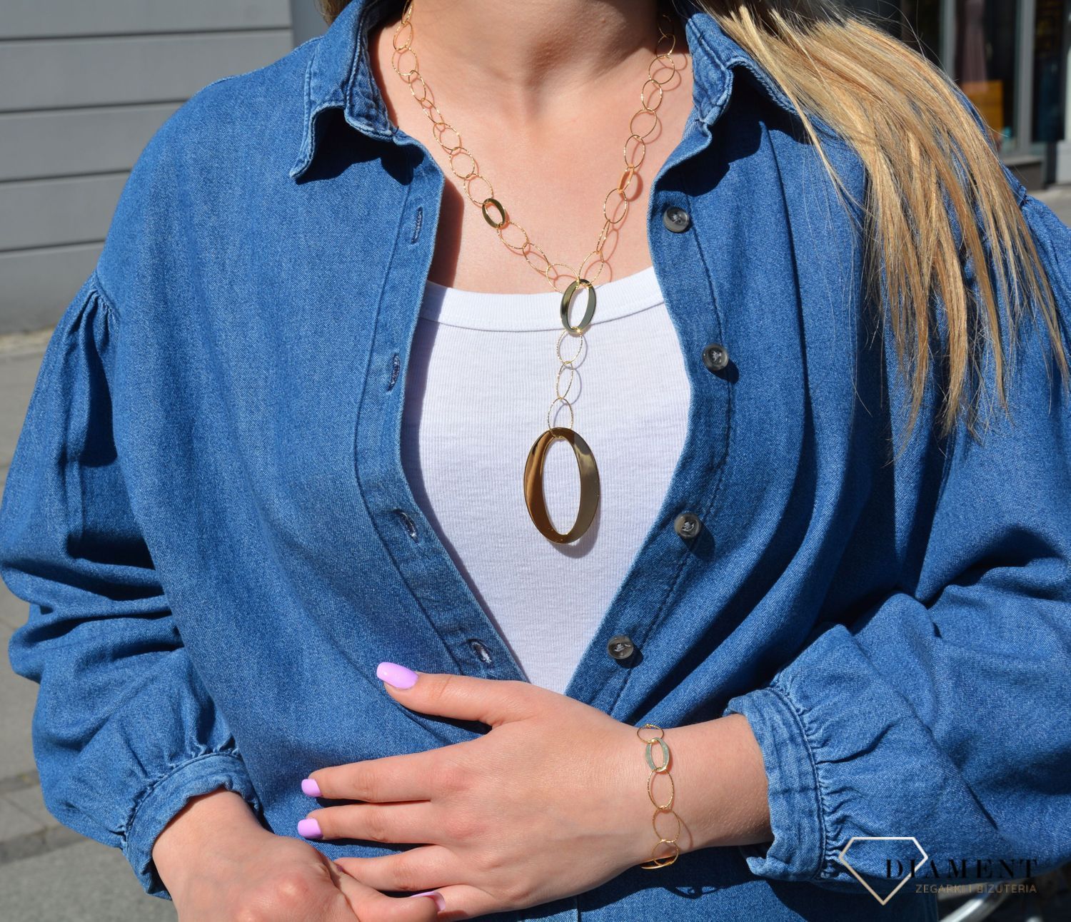 Bransoletka srebrna pozł. owalne ogniwka Dall'Acqua B RM 17987 (2).JPG